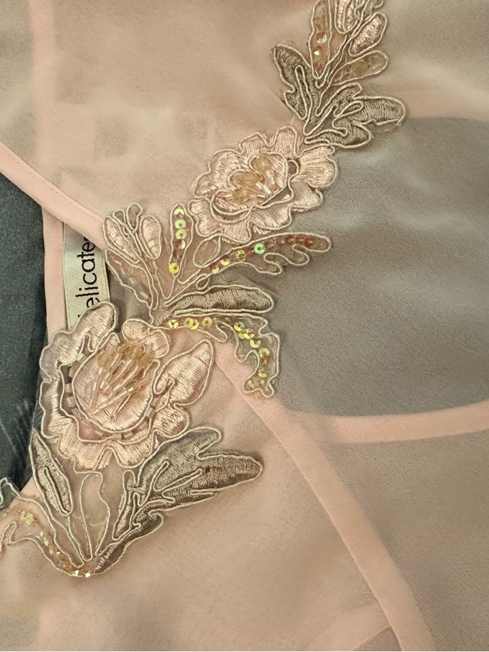 NWTS Delicates Brand Peignoir Light Pink Sheer Nightgown & Robe Set Sz L - Picture 10 of 16